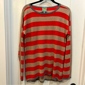 C&C‎ California Women’s Striped Sweater Red and Beige Size Large Long Length